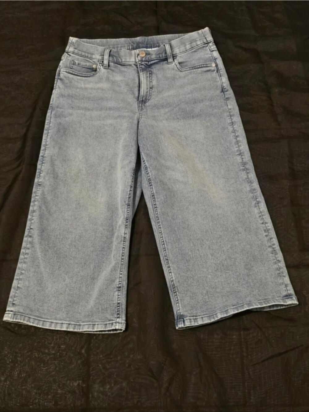 (2 For $30) Denim & Company Cropped Wide-Leg Jeans